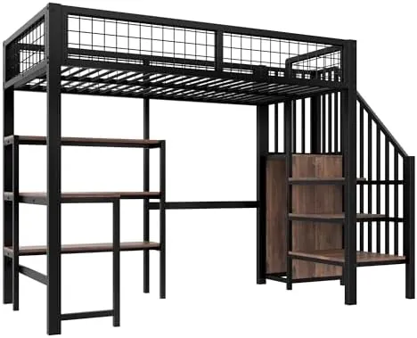 Dolamani Hochbett aus Metall mit breiter Treppe