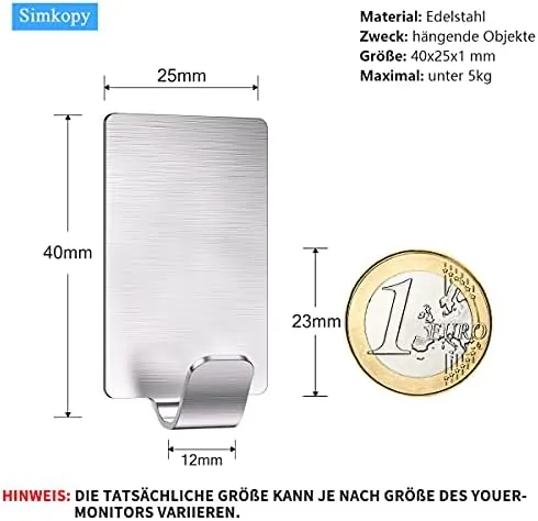 Edelstahl Klebehaken 10er-Set selbstklebende Wandhaken