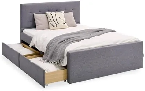 Homestyle4u Polsterbett mit Bettkasten und Kunstleder