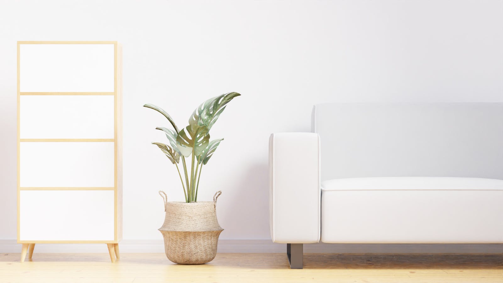 Minimalistisch eingerichtetes Wohnzimmer mit multifunktionalen Möbeln